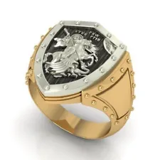 Punk Knights Templar George the Victorious Masonic Jewelry Ring for Men Sz 6-13