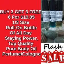 6 For $19.95 MEN WOMEN(W) & UNISEX(U) Body Oil Fragrances 10 ml Roll On Pure