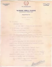 White Hill Farm Letter Head - Pigs for Sale, January Sixteenth 1915