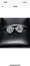 1Ct Round Cut Moissanite Screw Back 4 Prong Stud Earrings 14K White Gold Plated