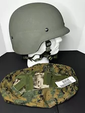 USMC XL Gentex LWH Lightweight Marine Corps Combat Helmet With XL MARPAT Cover