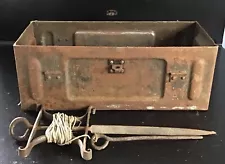 Vintage WWII Army M104 1943 Ammunition Box With Field Gear & Horseshoes