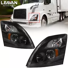 For 2004-2017 Volvo VNL VNX Black LED Headlight Assembly Pair Left&Right Side (For: More than one vehicle)