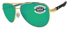 Costa Del Mar Peli Brushed Gold Frame Green Mirror 580G Glass Polarized Lens