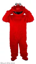 Red Monster Cute Adult Mascot Costume 6Pc Red Faux Fur Friendly Character XL