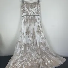 Cachet Gown Women 10 Gold Sparkle Brocade Formal Glitter Prom Princess Dress