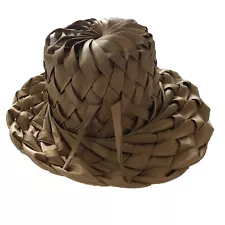 PALMETTO BRAID WEAVE PALM FROND COCONUT LEAF BEACH HAT NATURAL