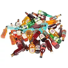 40pcs Miniature Mini Fake Beer Bottles Toys Mixed Wine Drinks Decoration Beer Gl