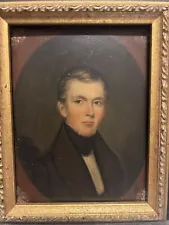 Antique 19th Century American Portrait Painting of a Man Identified 1832