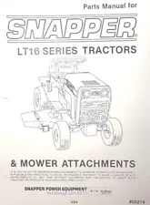 Snapper LT/16 Riding Lawn Garden Tractor, Mower & Snow Thrower Parts (2 Manuals)