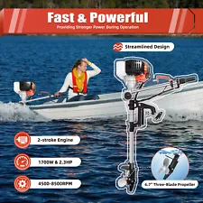 2-Stroke 2.3 HP Outboard Motor Kayak Boat Engine air cooling System Long Shaft