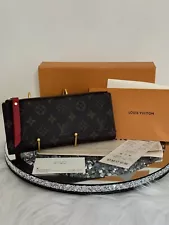 Authentic Louis Vuitton ADÈLE LEATHER WALLET W/Red Interior Full Inclusion Set