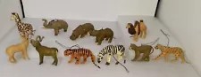 PAPER MACHE ANIMALS LOT OF 11 , 9 HAVE SRTING.