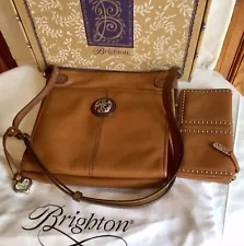 BRIGHTON SADIE PEBBLE LEATHER CROSS BAG PURSE W/BOX DUST COVER WALLET