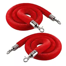 NovelBee 2pcs Velvet Stanchion Ropes with Silver Hooks,10 Feet Stanchion Queue B