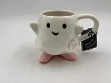 Cobwebs & Cauldrons Ceramic 18oz Ghost with Pink Cowboy Boots Mug CC02B08024