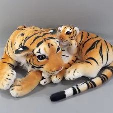 Safari Jungle Kid Room Decor Realistic Mother Bengal and Tiger Cub 18" AFW Plush