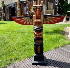 Totem Pole Wooden Totem pole Height 19,68 Inches KENAI,AK By Little Big Horn