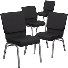 Flash Furniture HERCULES Series Fabric Church Stacking Chair Black