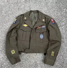 WW2 US Army Amphibious Engineer Ike Jacket Military 1940s 3 Battle Stars (V738