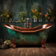 Heavy /Solid Copper Hammered Oval Bathtub Clawfoot Design 58"x28"x28"