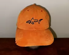 Vintage Greg Norman Hat Cap Adjustable Orange Golf PGA Shark Attack Logo Mens