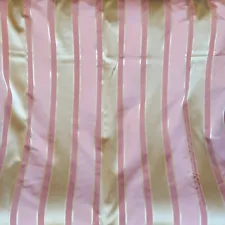 AMAZING Vintage Set of 6 Silk Drapes Rose/Pink with Gold /Ivory Striped 90 x 54