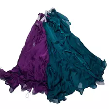 Purple & Teal Belly Dance 2-Panel Skirt Set of 2 | 40" Hip / 36" Length