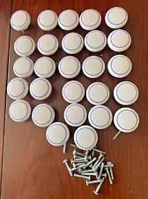 Lot 27 White w Blue Ring Cabinet Pull Knobs Drawer Handles Door Cupboard