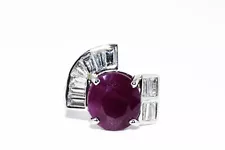 $15,000 PLATINUM 7.30CT NATURAL NO HEAT AFRICAN RUBY & LAB GROWN DIAMOND RING