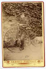 (Gc9365) Real Victorian Cabinet Card, Penny Farthing Bicycle, Guildford, Surrey