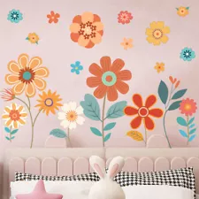 Boho Flower Wall Decal Daisy Floral Plant Stickers Girls Bedroom Kids Room Decor