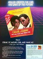 1985 PRINT AD Revlon Creme of Nature No-Lye Curl and Wave Kit