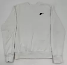 Nike Fleece Sweatshirt, Long Sleeve, Crew Neck - White - Extra Small