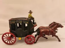 Old Lead Western Horse Drawn Stagecoach For Village - J Hill England