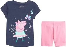 NEW 2pc Jumping Beans Peppa Pig Tee Shirt & Pink Bike Shorts Outfit Size 5T NWT
