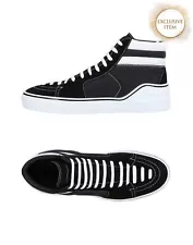 RRP€570 GIVENCHY Leather & Canvas Sneakers US10 UK9 EU43 Black Logo High Top