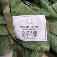 New Military Olive Green Cot Insect Bar Field Type Nylon Netting 77.5x27x34"