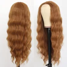 Long Wavy Orange Hair Synthetic Lace Front Wigs Women Daily Party Wig Natural