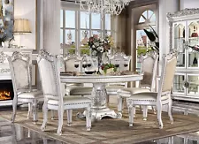 ON SALE Antique White Dining Room Furniture 7 piece Round Table Chairs Set ICBC