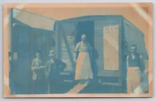 Cyanotype Cook Shack Car Overland Limited Menu Two Cooks Dapper Man Postcard G21