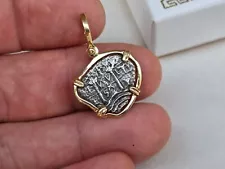 Bolivia Cob King Philip IV Shipwreck Treasure Coin 14K Yellow Gold Bezel Pendant