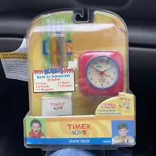 New Vintage TIMEX KIDS Alarm Clock TK35KR w Bonus Back To School Kit Red