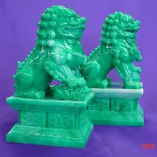 4.5" Green Feng Shui Chinese Civilian Fu Dog, Foo Dogs Door Guardian Temple Lion