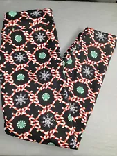 Christmas Candy Holiday Fleece Lined Pull-On Leggings - Juniors Size XL (15-17)