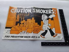 1980 Safeway store loss control caution smokers fire prevention sign poster