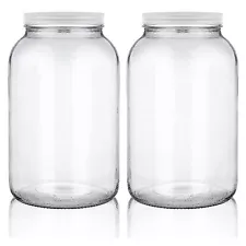 Gallon Glass Jar with Metal Lid (2 Pack) - 128 Ounce - Airtight & Odor Proof -