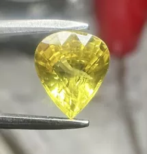 Antique Natural Clean Yellow Sapphire 1.58ct Pear Cut Loose Gem Ex Quality