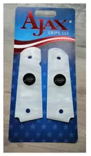 AJAX Grips for 1911 Full Size Govt - WHITE Pearlite w/ Black & Gold Kimber Coin