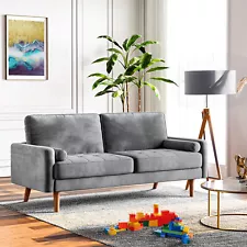 New ListingUpholstered Sofa Couch Modern Loveseat Sectional Sofa w/2Pillows for Living Room